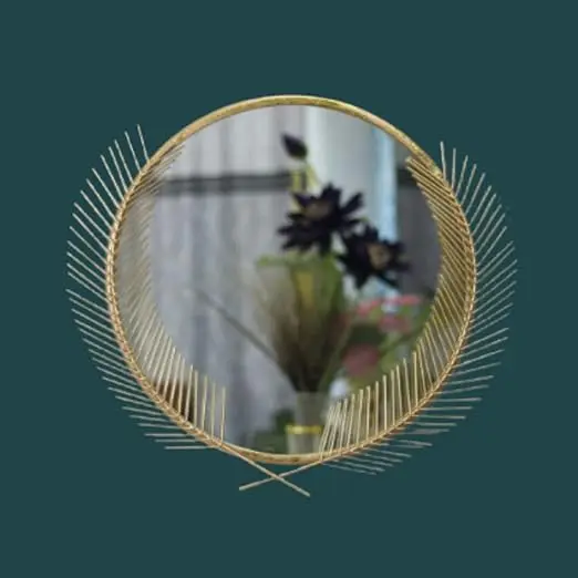 Gold Plated Balls Frame Luxury Vanity Mirror Minimalist Quality Modern Indoor Wall Decor Wholesale for Home Use Only
