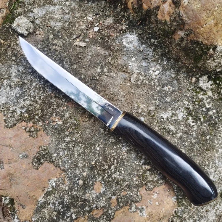 Light Weight Fixed Blade Knife with Mirror Polish Blade & Ergonomic Wooden Handle for Camping & Fishing