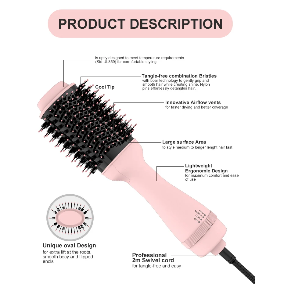 New Style One Step 3 in 1 Professional Blowout Hair Dryer Brush Volumizer Hot Air Brush for Women