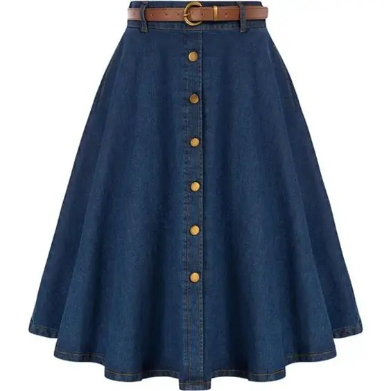 High Quality Women denim wide long skirts shaped jeans skirts slim fit vintage casual fashion whole sales