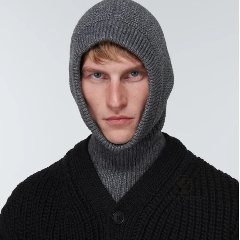 Custom Logo 1 Hole Men Women Wool Mohair Winter Knit Hoodie Ski Mask Facemask Balaclava