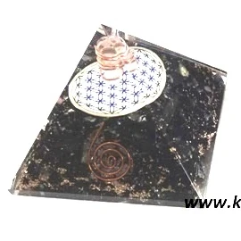 Wholesale Orgone Pyramid : Black Tourmaline Orgone Pyramid with Flower of Life