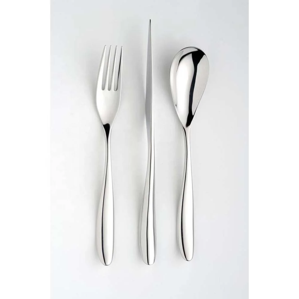 Wholesale portable luxury 5 piece stainless steel Designer Twig  Waving Handle Italian cutlery with modern salad server  Set