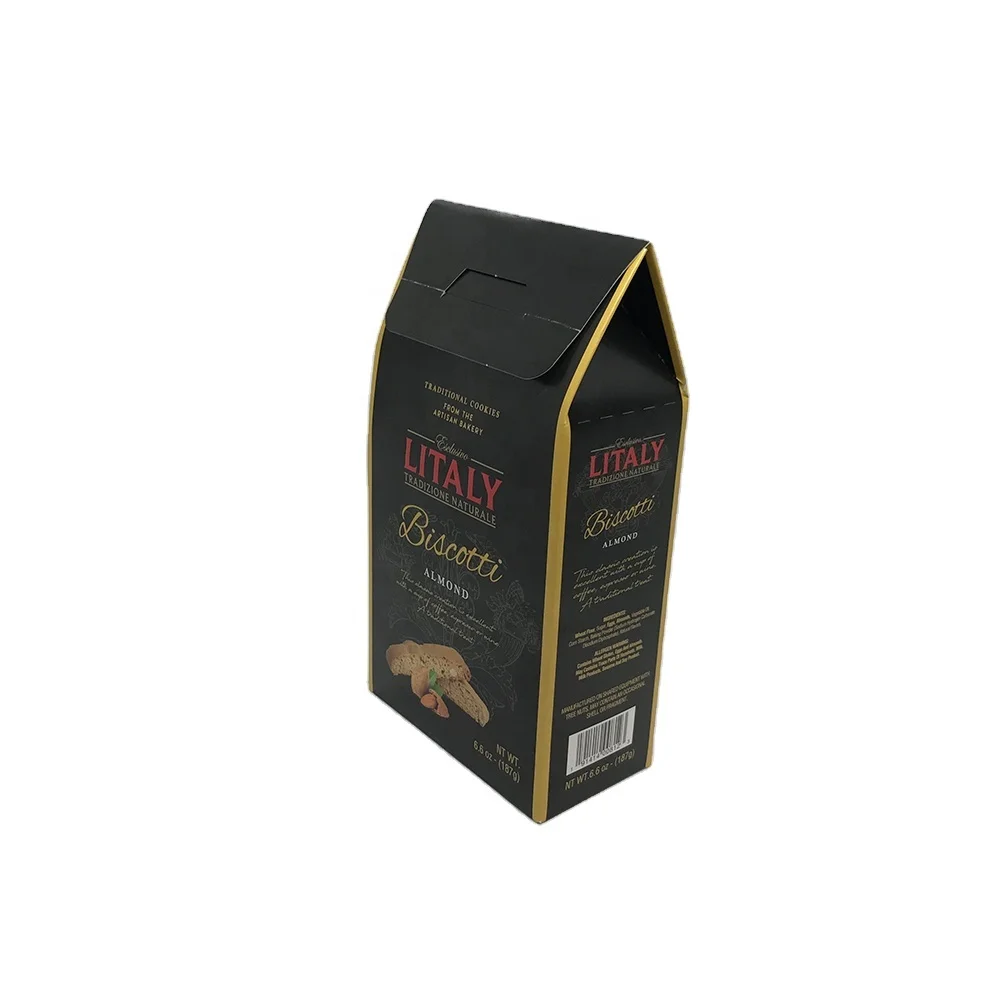 Black Cardboard Biscuit Box Custom Made food Packaging Material Package high Quality Printing