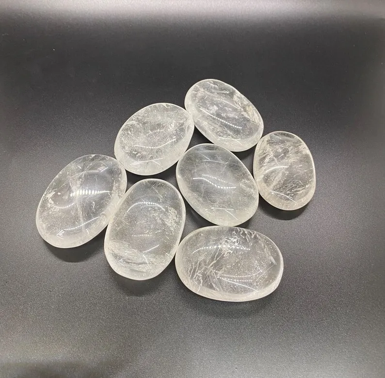 POLISHED CLEAR QUARTZ PALM STONES  NATURAL CLEAR QUARTZ GEMSTONE PALMSTONE POCKET STONE  WHOLESALE HIMALAYAN QUARTZ PALM