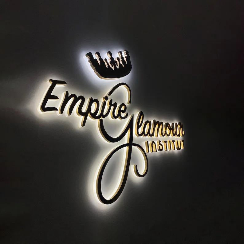 Customized Backlit Salon Sign Metal Illuminated Outdoor Signage Led Channel Letters For Business Logo