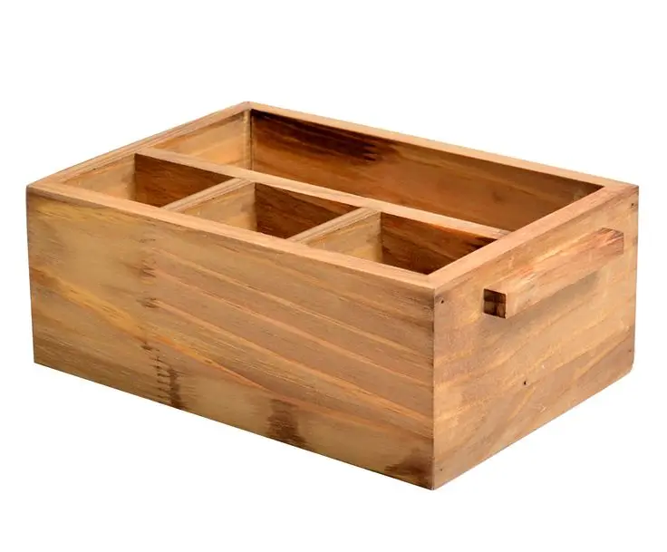 Handcrafted wooden caddy for holding drinks, snacks, and small accessories perfect for a cozy family movie night or gathering