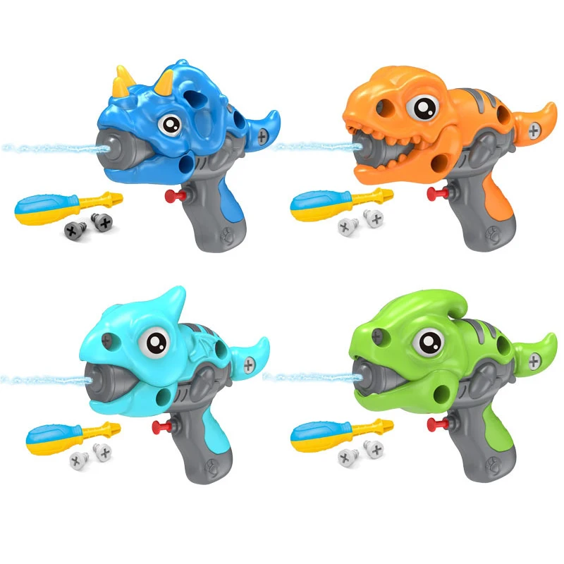 New Arrivals DIY Assembly Dinosaur Water Gun Toys 2 IN 1 Puzzle Mini Manual Dion Water Gun Summer Outdoor Splash Shooting Toy