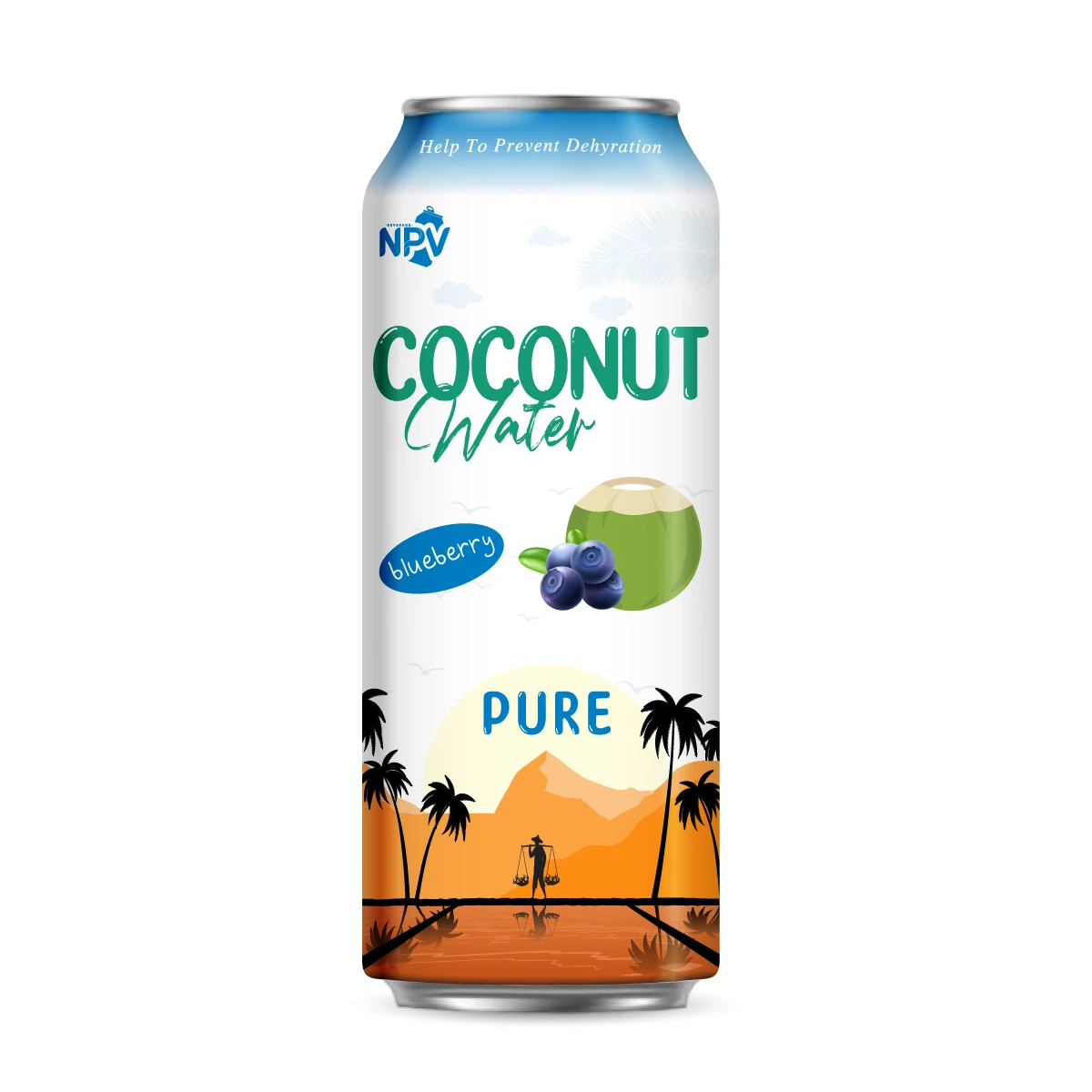 Supplier Beverage Company From Vietnam Best Quality Fresh Coconut Water With Blueberry Flavor 500ml Can
