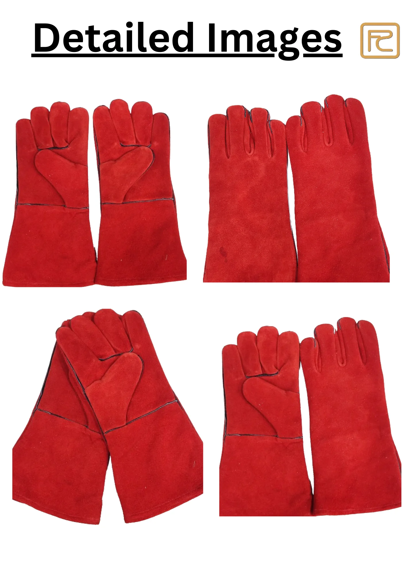 Red welding glove safety Cow Welding Protective Leather Working Gloves    Red Hand Safety Welding Gloves Supplier Price Heat