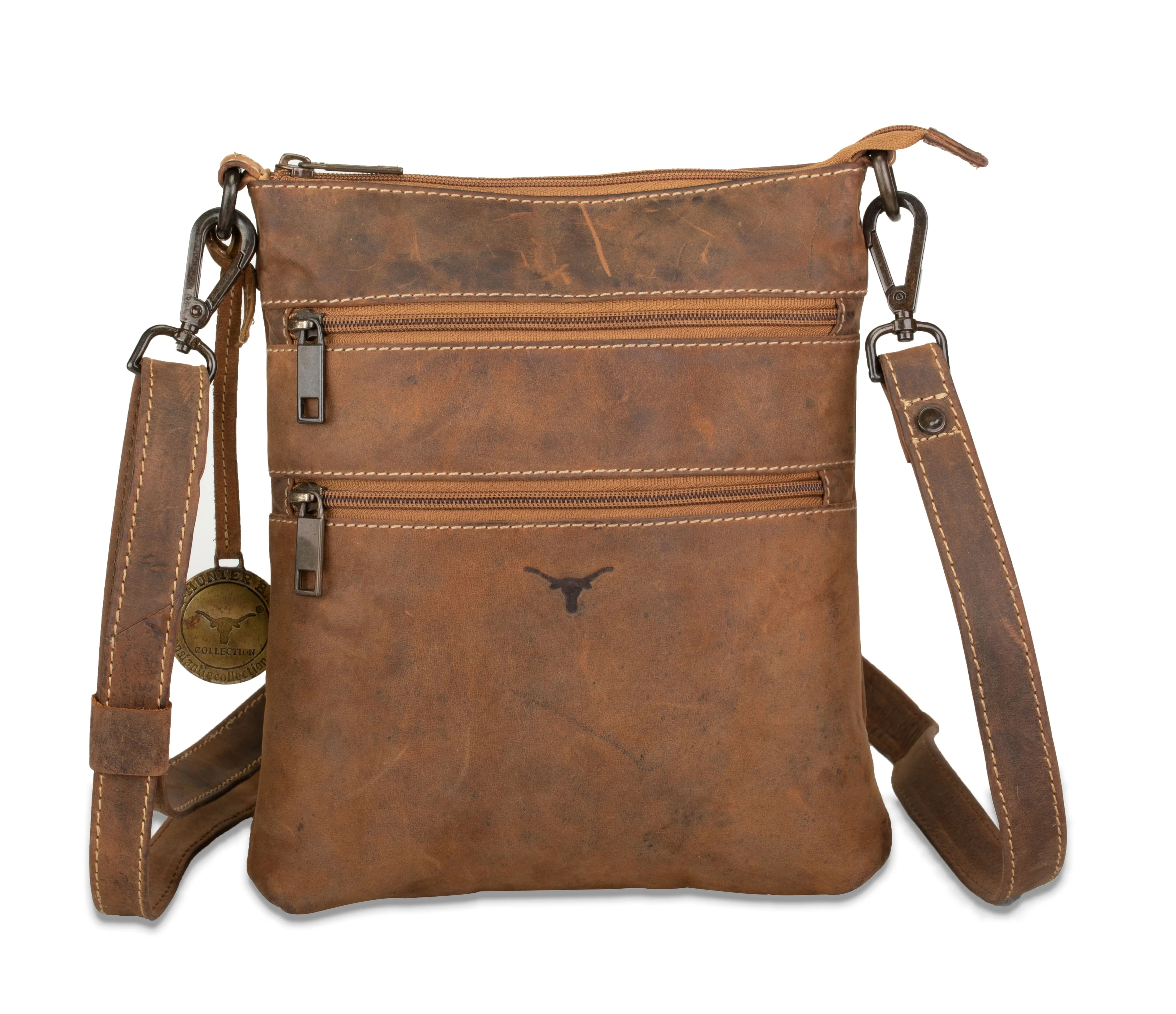 Customizable Logo Tan BC WAXY Genuine Leather Messenger Sling Bag for Men Casual Vintage Style with Cotton Lining for Office Use