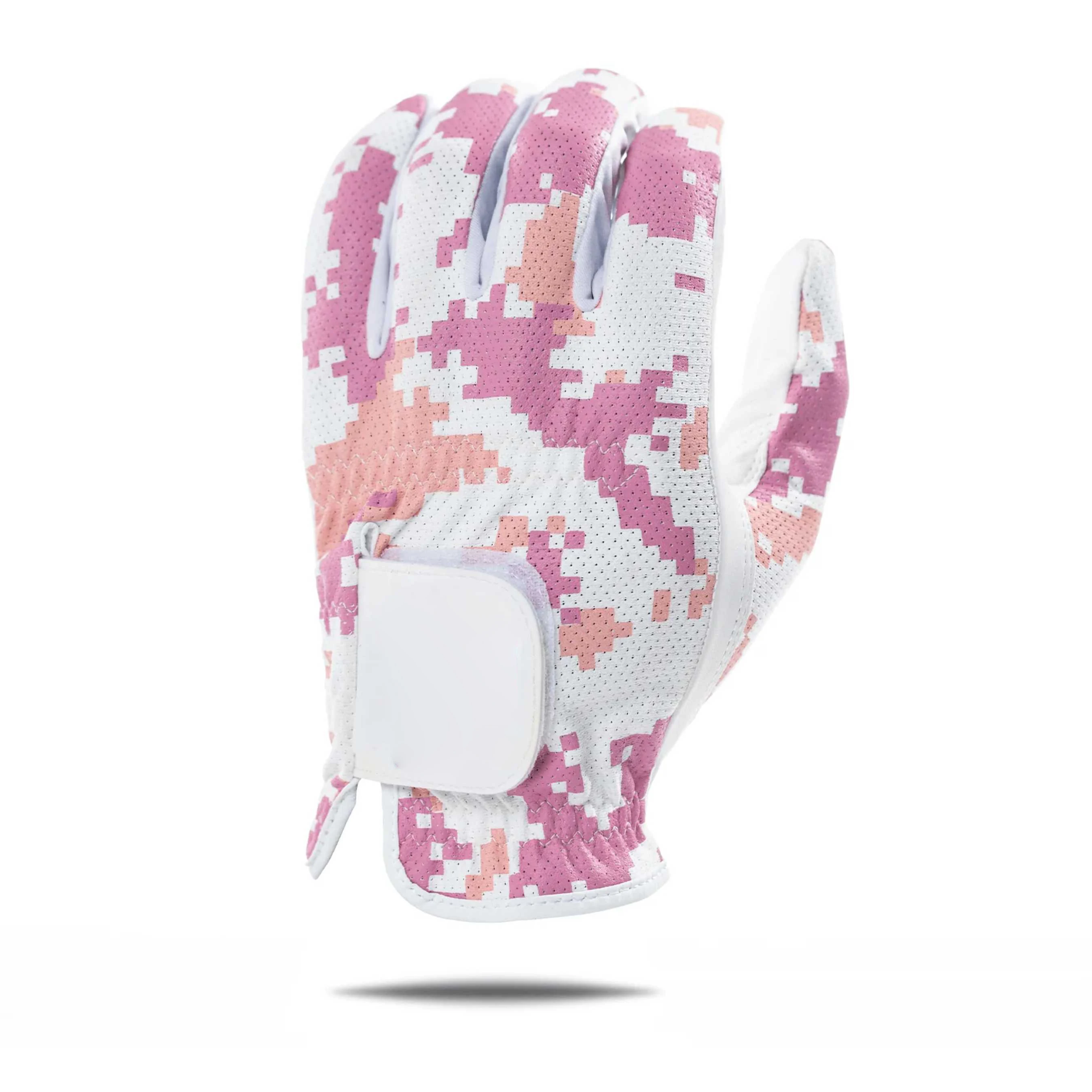 Logo Personalized durable White Soft Full Color Indonesia Cabretta Leather Golf Glove
