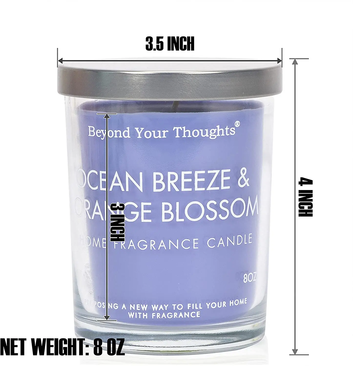 wholesale 8oz 50 Hours Burn Time Ocean Orange Blossom Vanilla Jasmine Pear Ginger Woody Notes Musk luxury scented candles