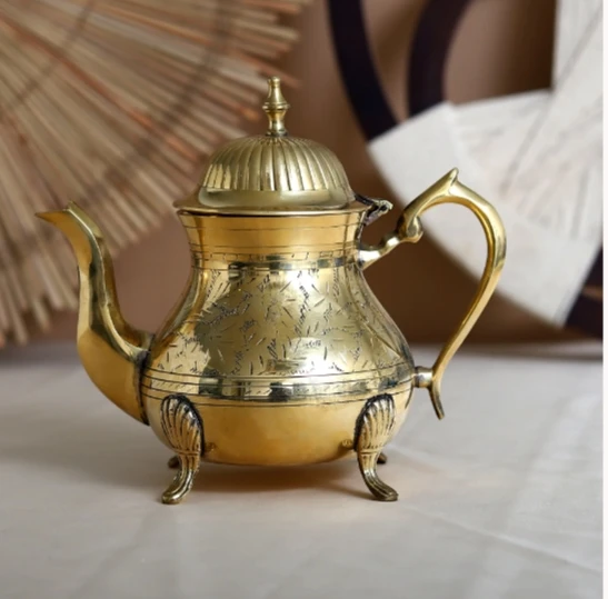 Turkish Copper Tea Coffee Pot Italian Antique Look NICKEL Color