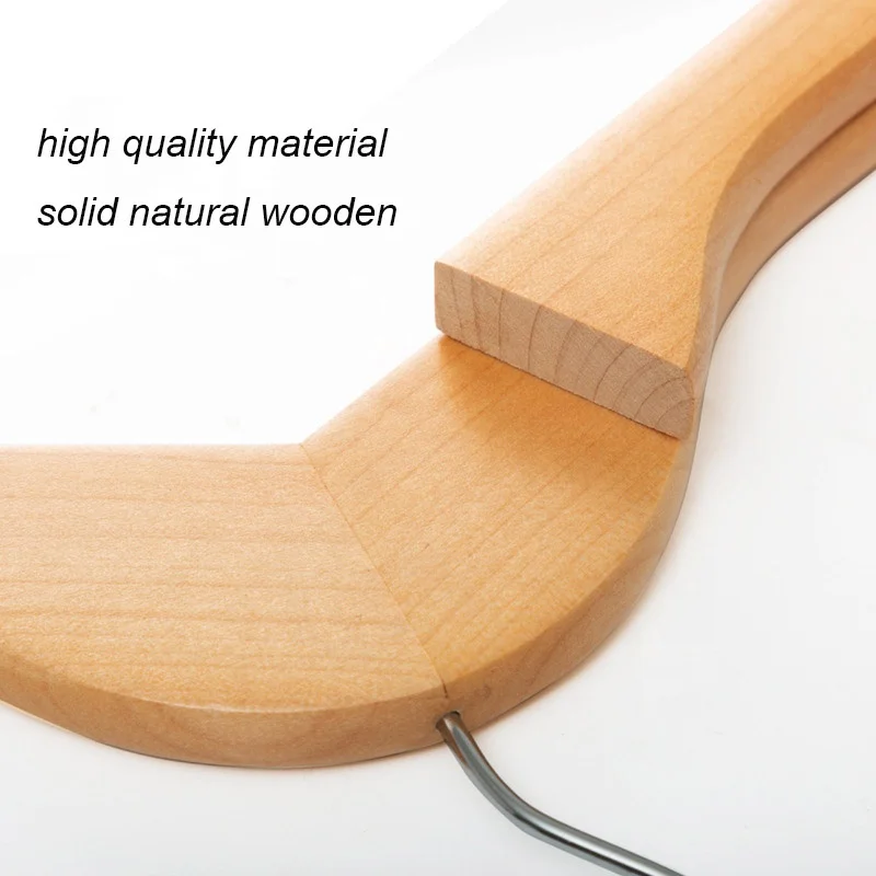 Custom logo Strong Wooden Hangers with Shoulder Grooves Natural wooden hanger 100 Pack hotel hanger