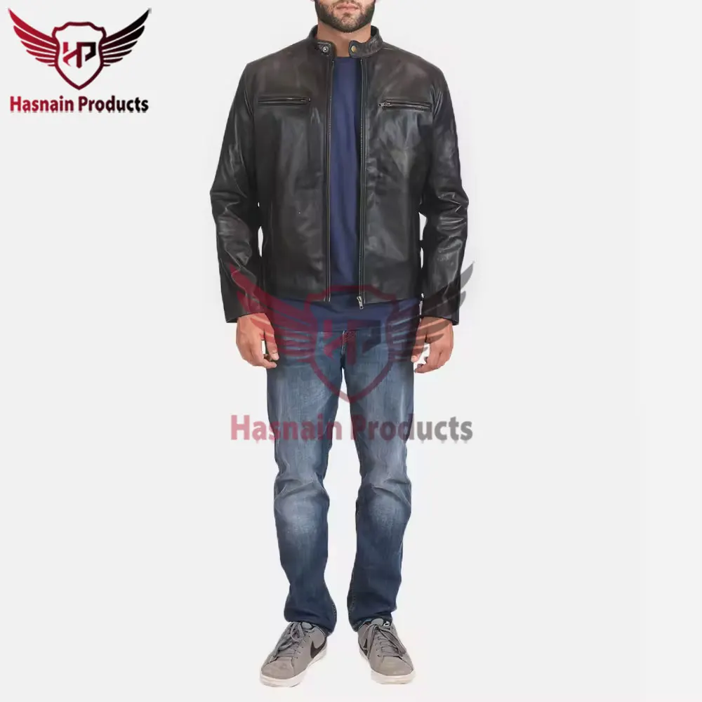 Wholesale Fashion Black Leather Jacket for Men - Latest Design Genuine Sheepskin 100% Leather Jacket at Unbeatable Prices