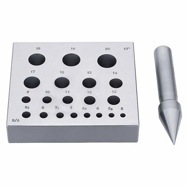 Bezel Forming Block with Round Punch - 17 Degrees - 5mm to 20mm - Bezel Setting Tool - Jewelry Forming Tool