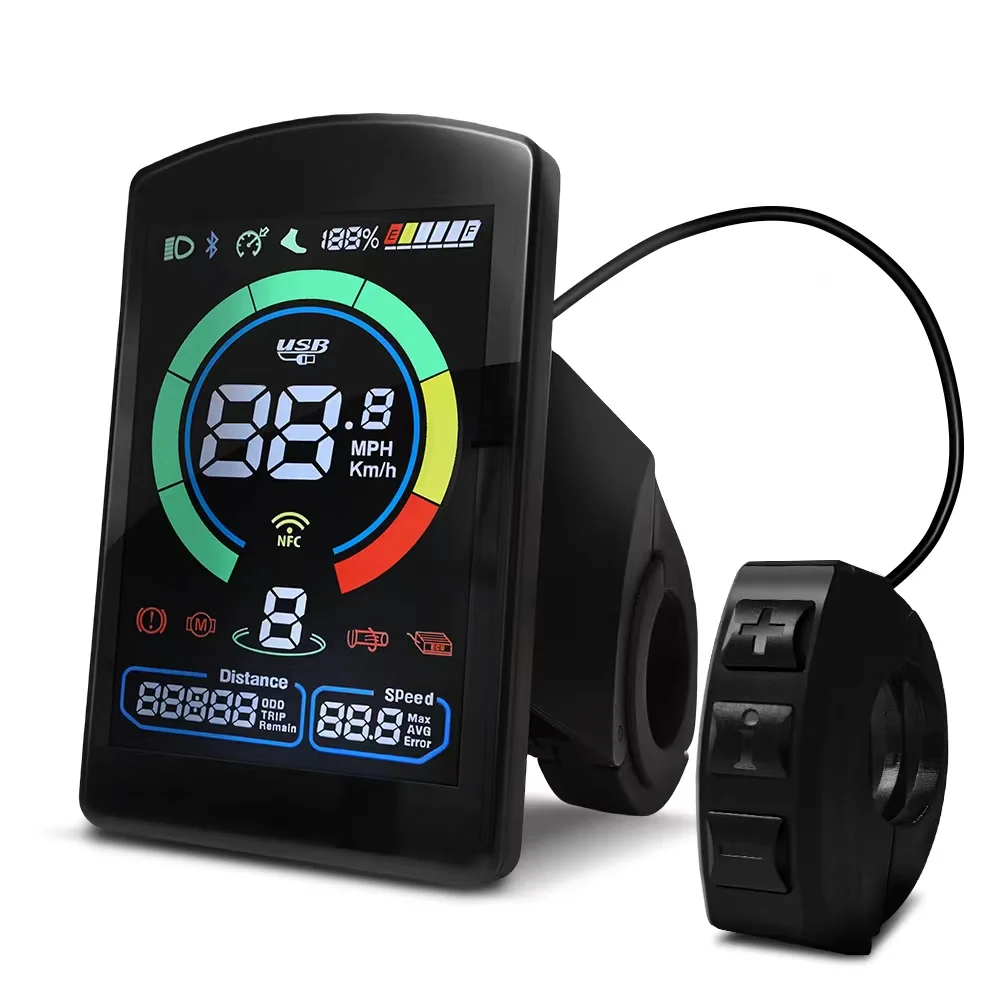 Electric Bicycle Intelligent LCD Display Colorful Screen Speed Indicator Speedometer for Electric Bicycle Conversion Kit