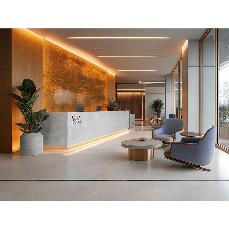 High-end Custom Natural Marble Hotel Company Front Desk Corner Cash Register Hotel Bar Counter