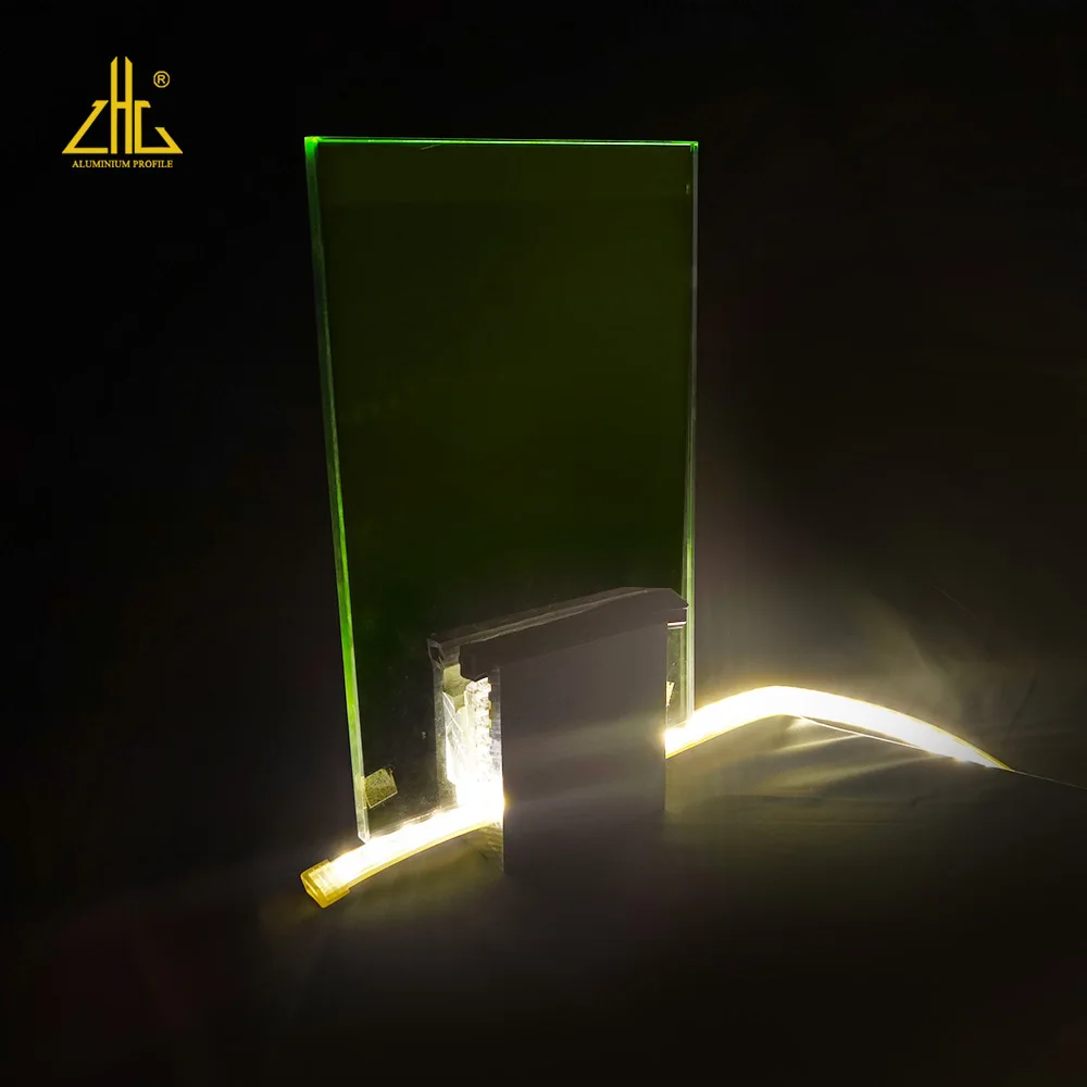 ZHONGLIA Structure Aluminum Profile Frameless Floor Mounted Glass Railings Clamp Tempered Glass Staircase Railings Post
