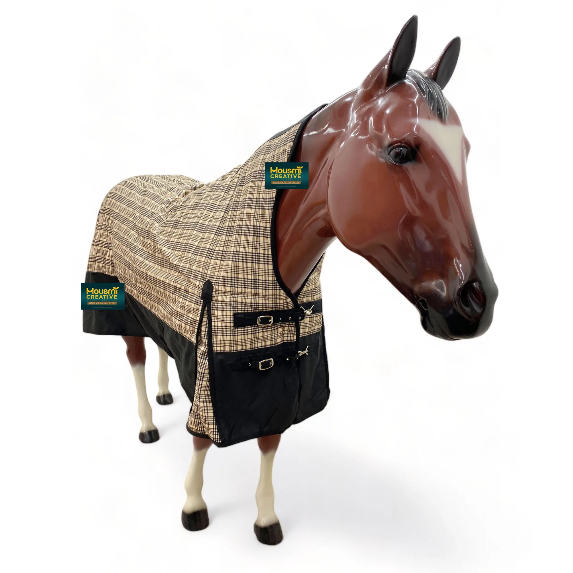 OEM 1200D Ripstop Premium Winter Horse Turnout Rug Custom Filling Nova Check Outer Multiple Designs & Seasons Half Neck Rug Sale