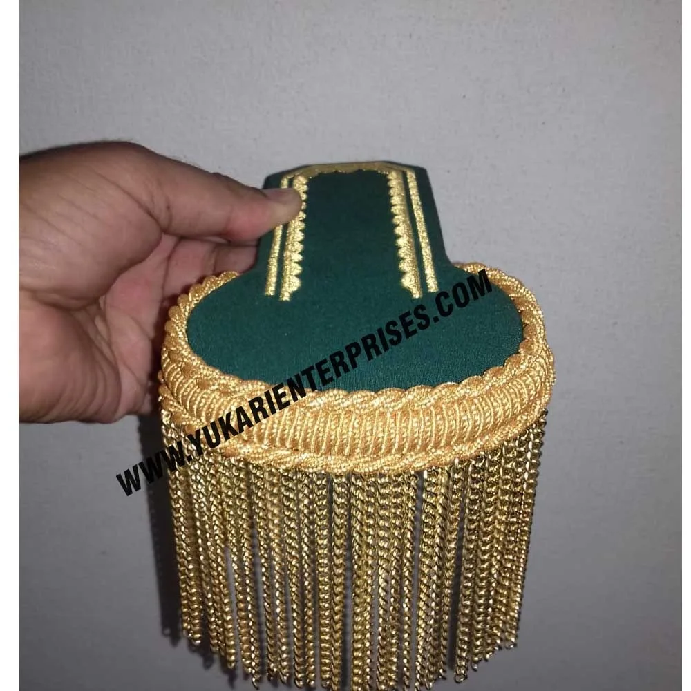 High Quality Bullion Shoulder Boards with Woolen Padded Board Customized Fashion Epaulettes with Gold Fringe