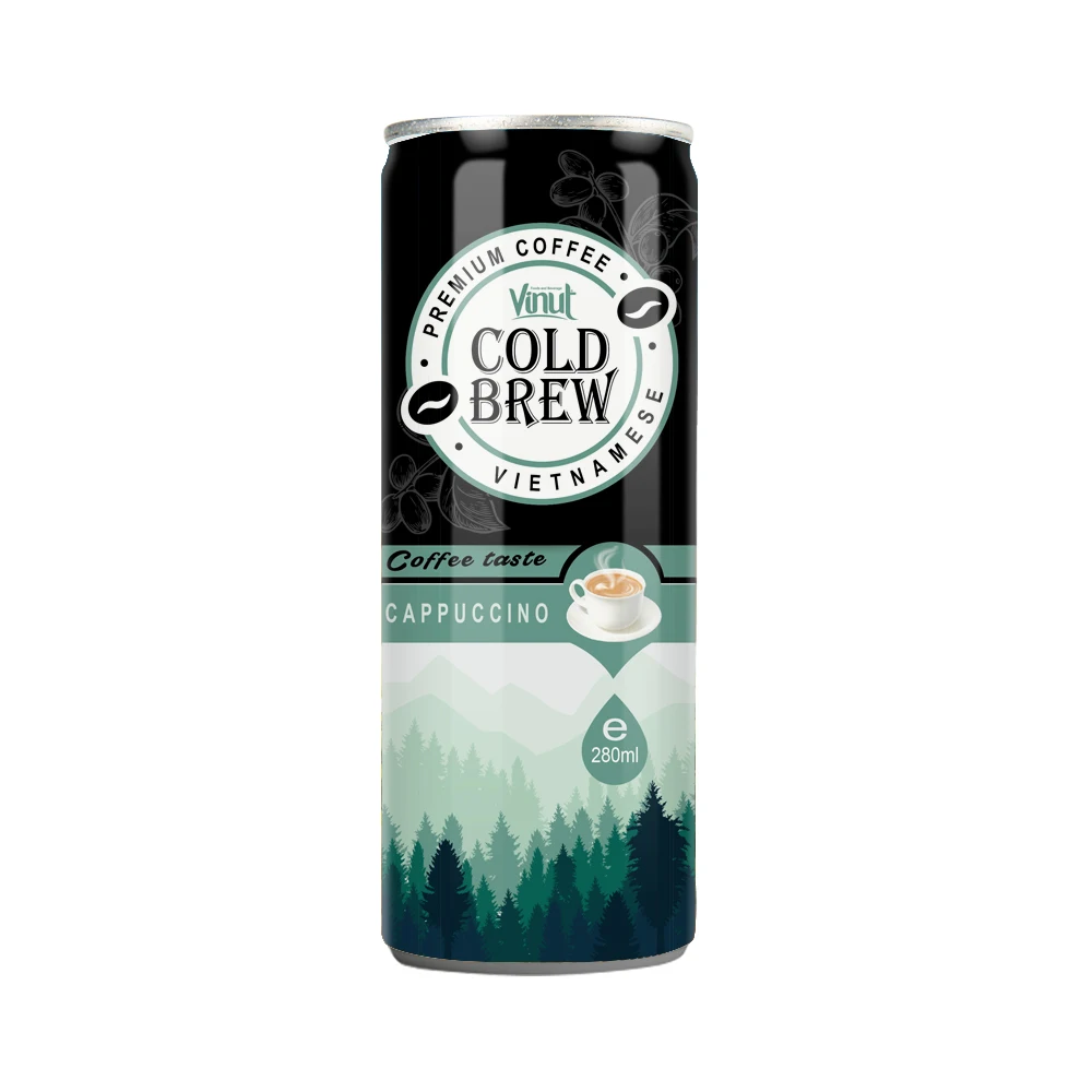 100% Natural Arabica Cappuccino Coffee Cold Brew Can Drink 280ml - Free Sample - Private Label OEM - Wholesale Beverage Vietnam