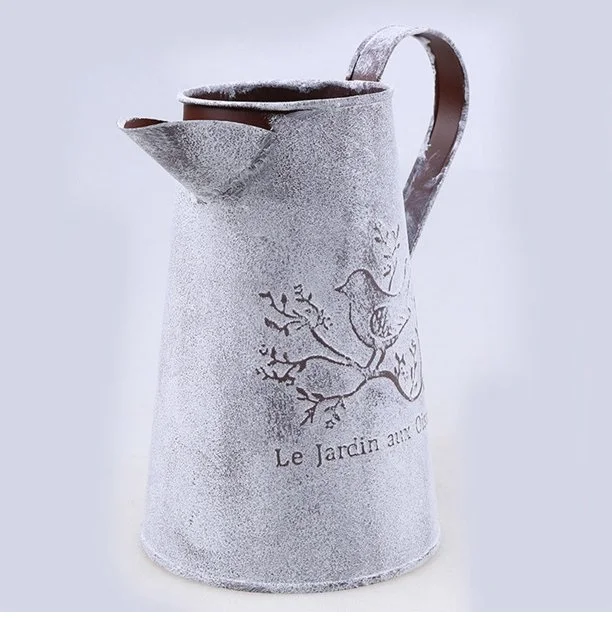 Best Quality Small Handmade Set of 2 Galvanized Iron Oval Bucket Planter with Rust Trim and Handles Used for Garden Balcony