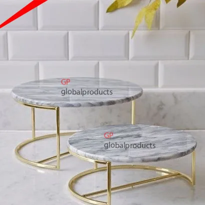most beautiful black marble cake stand with golden antique design boarder cake stand for cup cake