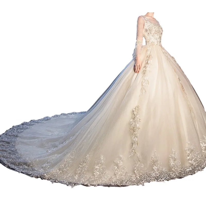 E0110TA51 Brand New Product Modest Bridal Gowns Beaded Lace Mesh Wedding Dresses Sehe Fashion