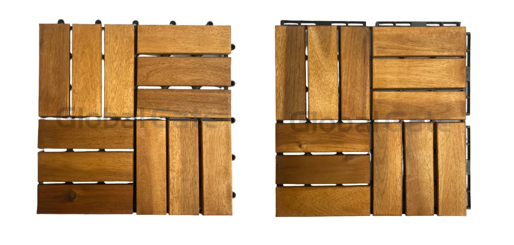 Cheap composite decking tiles wood deck tile 12  GV-012A slats wholesale Vietnam garden walkway 300x300x24 mm