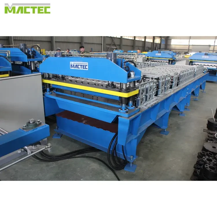 Fast Speed Glazed Colored Aluminum Zinc Color Steel Trapezoidal Sheet Coil Roof Tile Roll Forming Machine