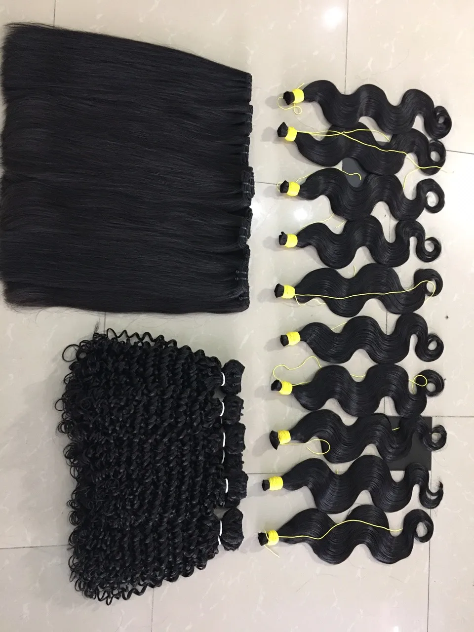 Wholesale Raw Vietnamese Hair Extensions Wavy/Curly Human Hair Machine Weft No Chemical Super/Double