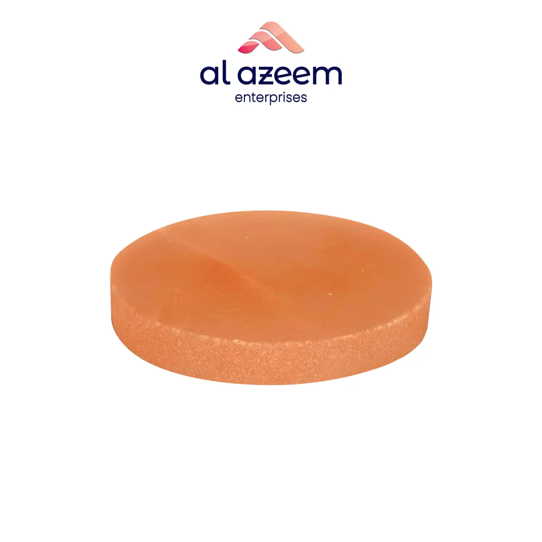 Organic Cooking Food Plate For Serving Himlayan Rock  Salt Round Cooking Plate With Wood Holder For Food Sesoning with Nutrients