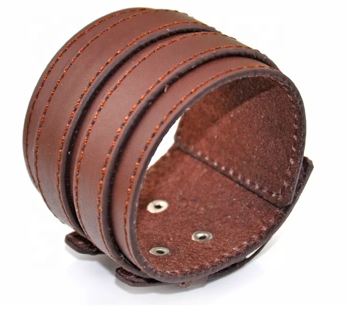 Hand Made Leather Bracelet  Leather Wrist Cuff Bands Men Bracelet