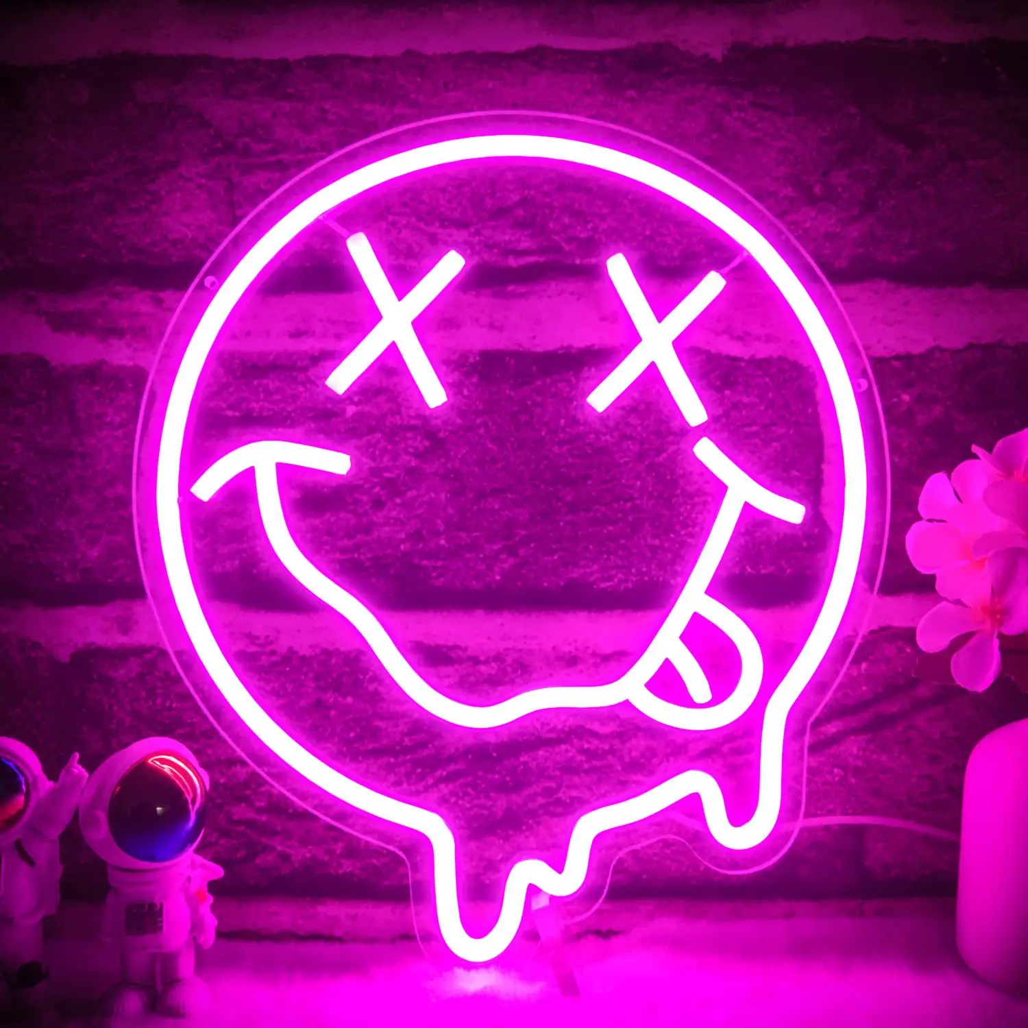 Creative LED Neon Smiley Face with On Air Lettering -Trendy Bar Wall Decoration Lamp for Home, Cafe, or Studio Dropshipping