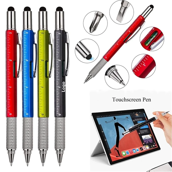 Stylus Ballpoint Pen with Screwdriver, Ruler, and Level Gauge Multi-Tool Writing Companion Versatility at Your Fingertips