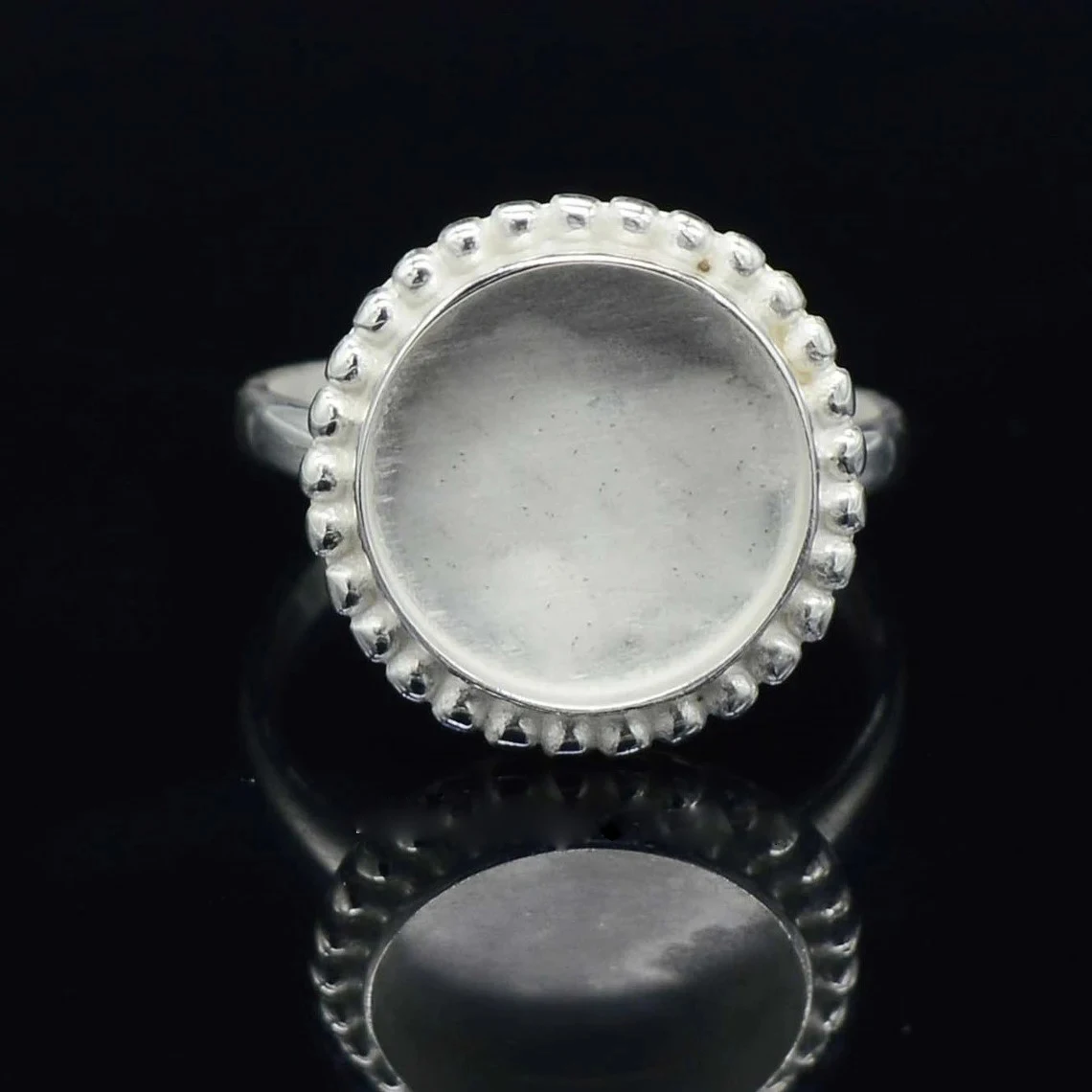 Pure 925 Sterling Silver Designer Round 7-30MM Collet Cup Blank Setting DIY Cup Plain Without Gemstone Finding Jewelry