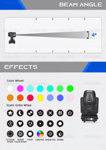 Singapore Moka Lite 295 Вт DMX 14R белое светодиодное сценическое осветительное оборудование длительный срок службы Sharpy точки головы для клуба DJs