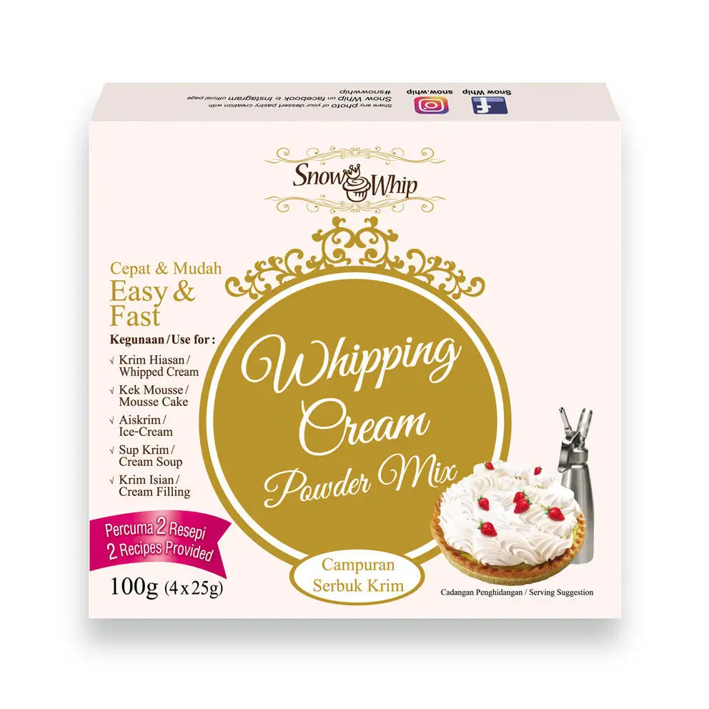 Good Pricing Top Quality Toping Milk Snow Whip Whipping Cream Powder 100g Per Box (Vanilla Flavor)