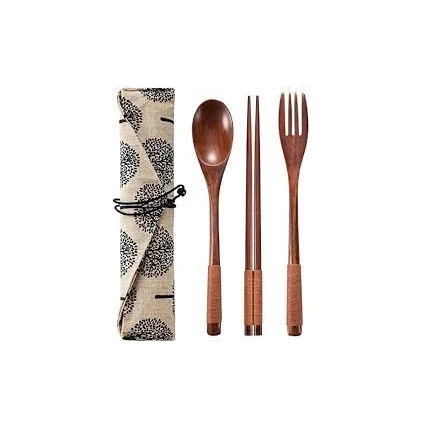 High Quality Flatware Tableware Decorative Metal Cutlery Set Multi Functional Natural Finishing Wooden For Kitchen Disposable