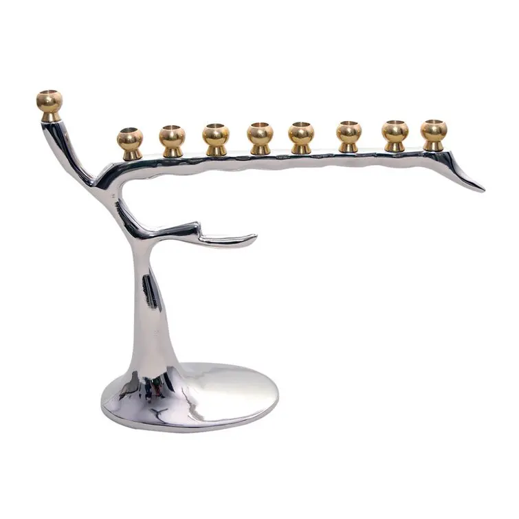 Silver Tree Shape Menorah Modern Design Will Add A Contemporary Look While Also Enriching Your Home Deco Hanukkah Celebration