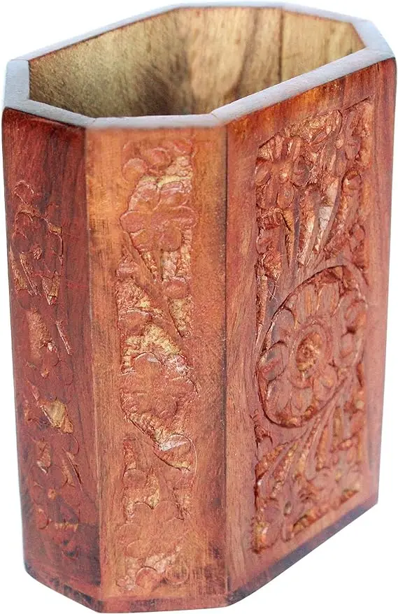 Latest Desk Supplies Organizer Mesh Pen Cup Pencil Holder Wood Unique Design for Kids Desk Office and Home Decor Floral handmade