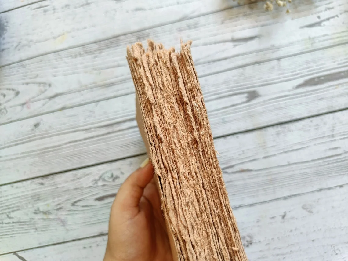 Brown Kraft Cotton Paper A4 Size Handmade Deckle Edge Cotton Rag Paper for Envelope Wedding Invitations Card Making Paper