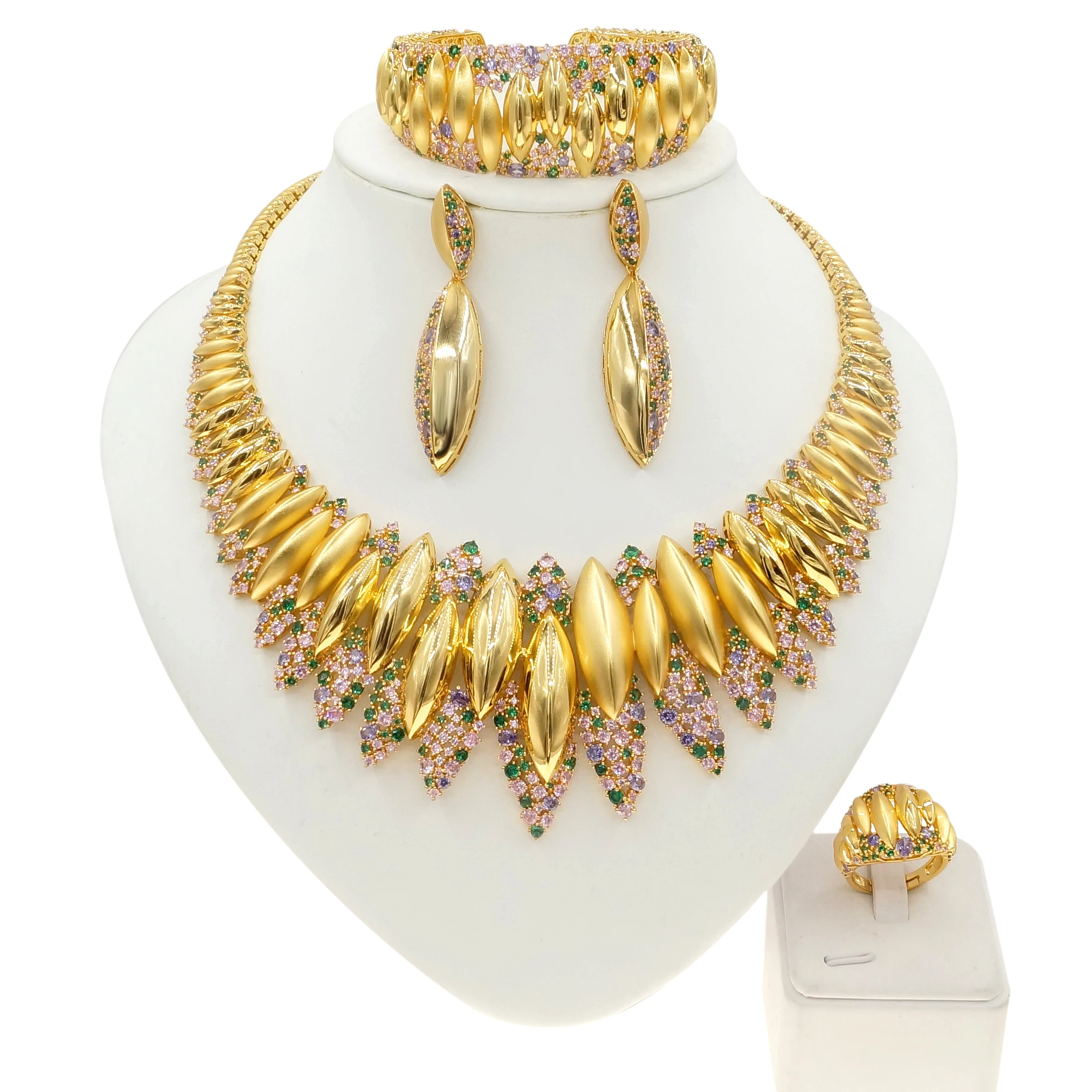 Zhuerrui Luxury Cubic Zirconia Jewelry Set Dubai Women Bridal Wedding Jewelry Sets American Diamond Jewellery Set HZ211201197