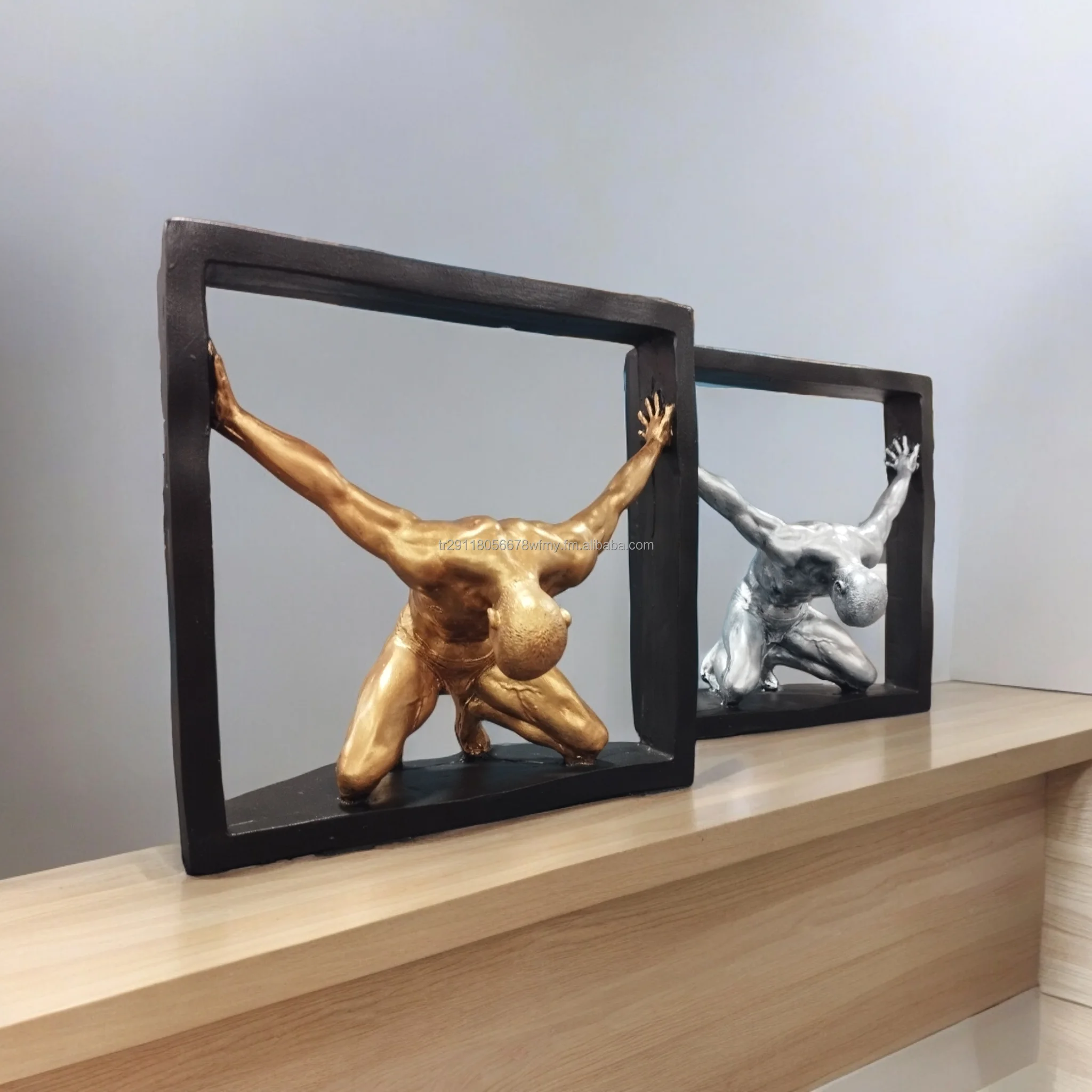 Abstract Captive Man Statue Sculpture Luxury Home Decoration, Resin Craft Hotel Restaurant Room Decor