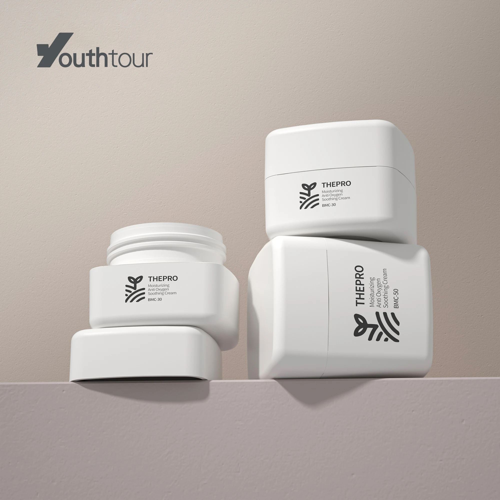 BMC Cosmetic luxury square 30ml 50ml custom Packaging plastic PP screw cap jars with lids skin care suitable for face eye cream
