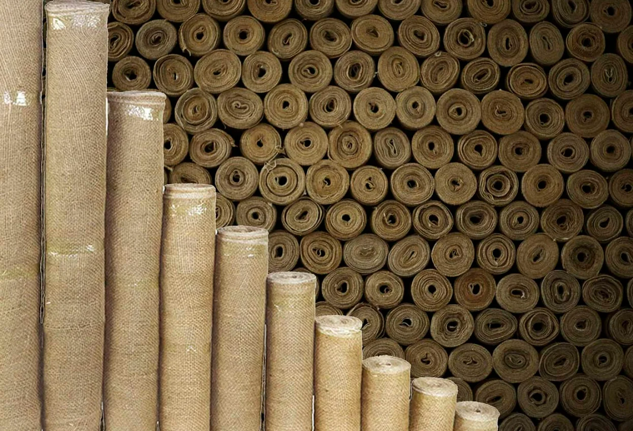 Bulk Quality Pure 100% Eco Friendly Tree Wrap Tape Jute Burlap Hessian Fabric Wholesale Linen Fabrics Printed original jute.