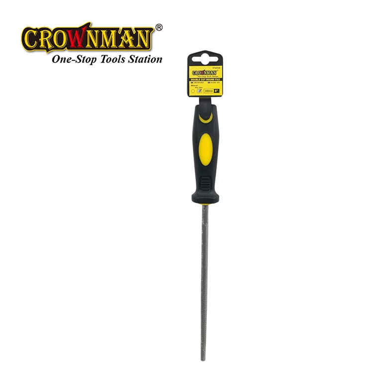 CROWNMAN Professional Custom Hand Tools 8' With TPR Handle T12 Double Cut Round Files
