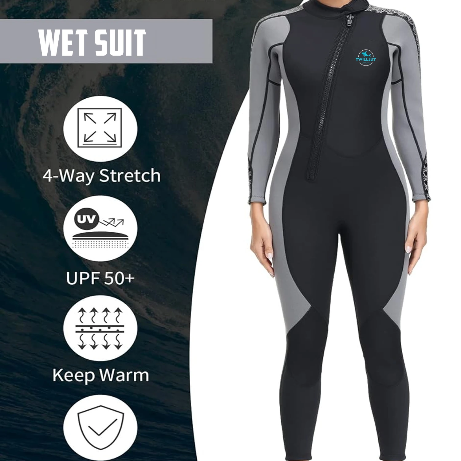 high quality Factory Supply Men 3mm Black Long Sleeve Neoprene Swimming Wet Suit Surfing Diving Wetsuit